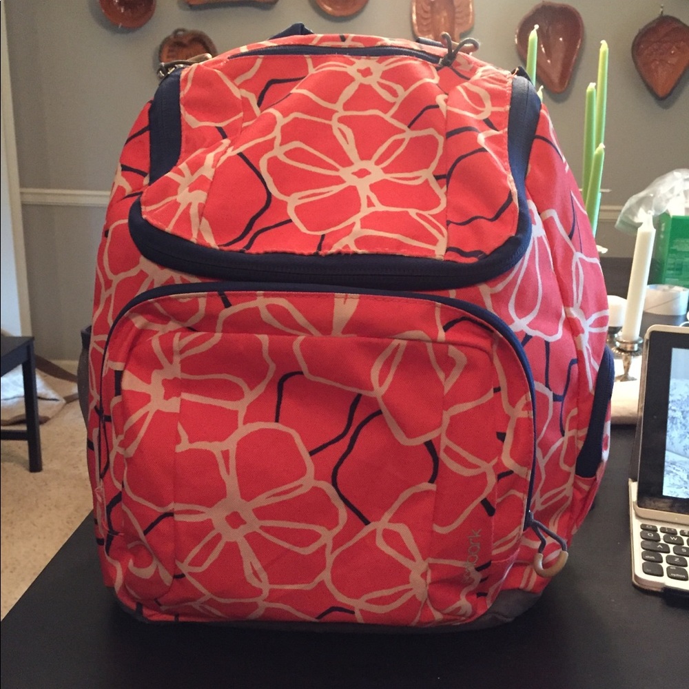 Embark Coral and white flower large Backpack